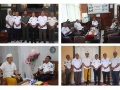 Pjs Bupati Sumbawa, Dr. Najamuddin Amy, S.Sos., M.M., melakukan kunjungan Silahtuhrahmi dengan Komandan Kodim 1607 Sumbawa Letkol Czi Eko Cahyo Setiawan, S.E., M.Han dan Kapolres Sumbawa AKBP Bagus Nyoman Gede Junaidi, di hari pertama bertugas di Kabupaten Sumbawa.